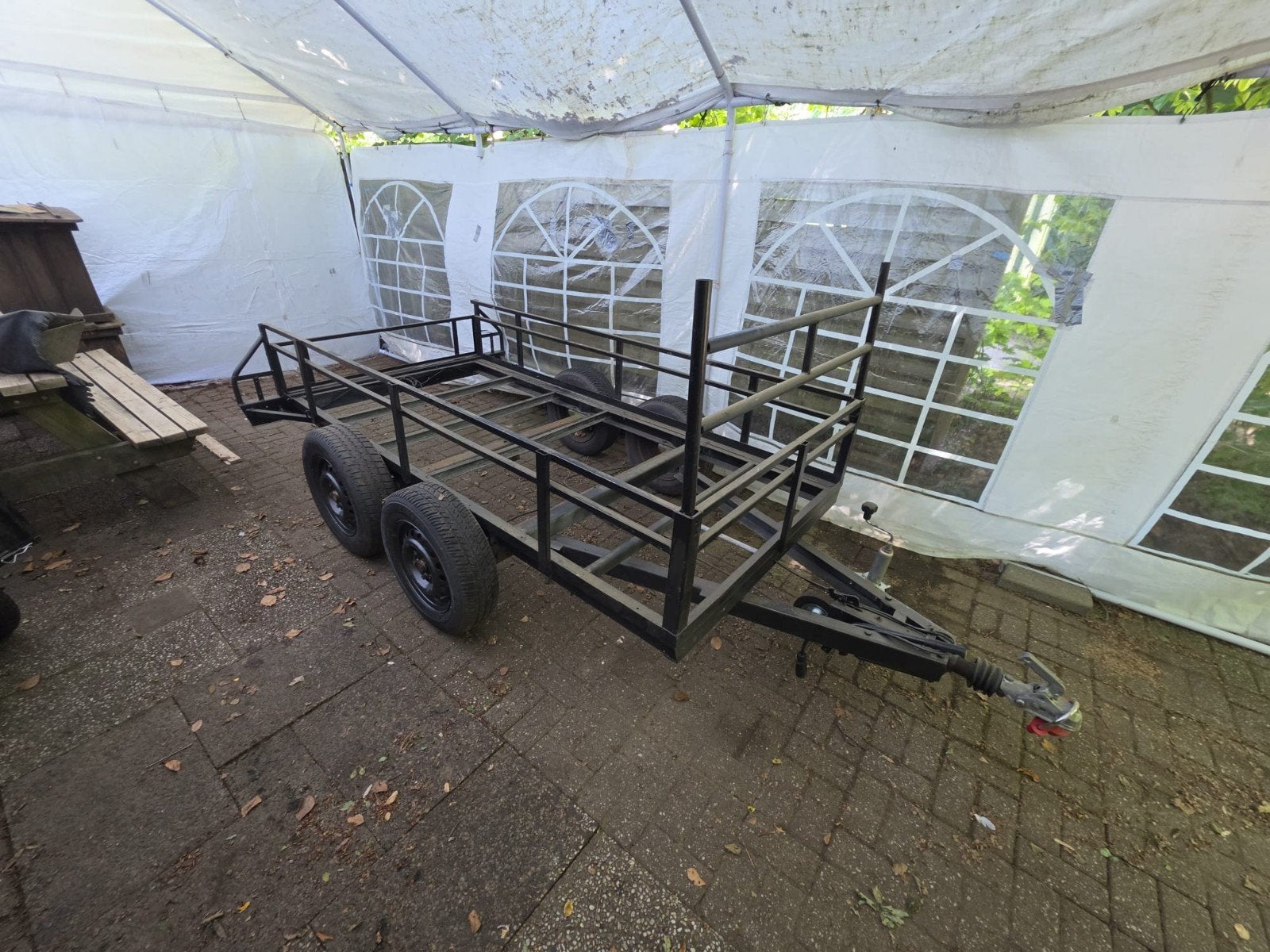 Aanhanger Dubbelasser op kenteken, Ophalen, Gebruikt