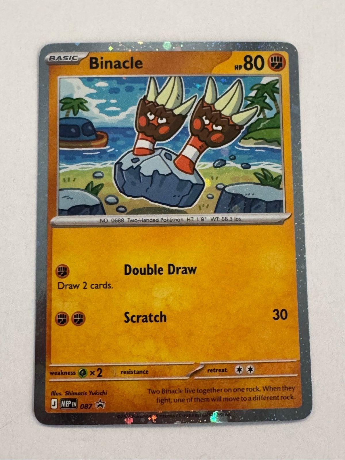 087 Binacle Pokémon Kaart -Basic, HP80, Double Draw, Scratch, Ophalen of Verzenden, Zo goed als nieuw, Losse kaart