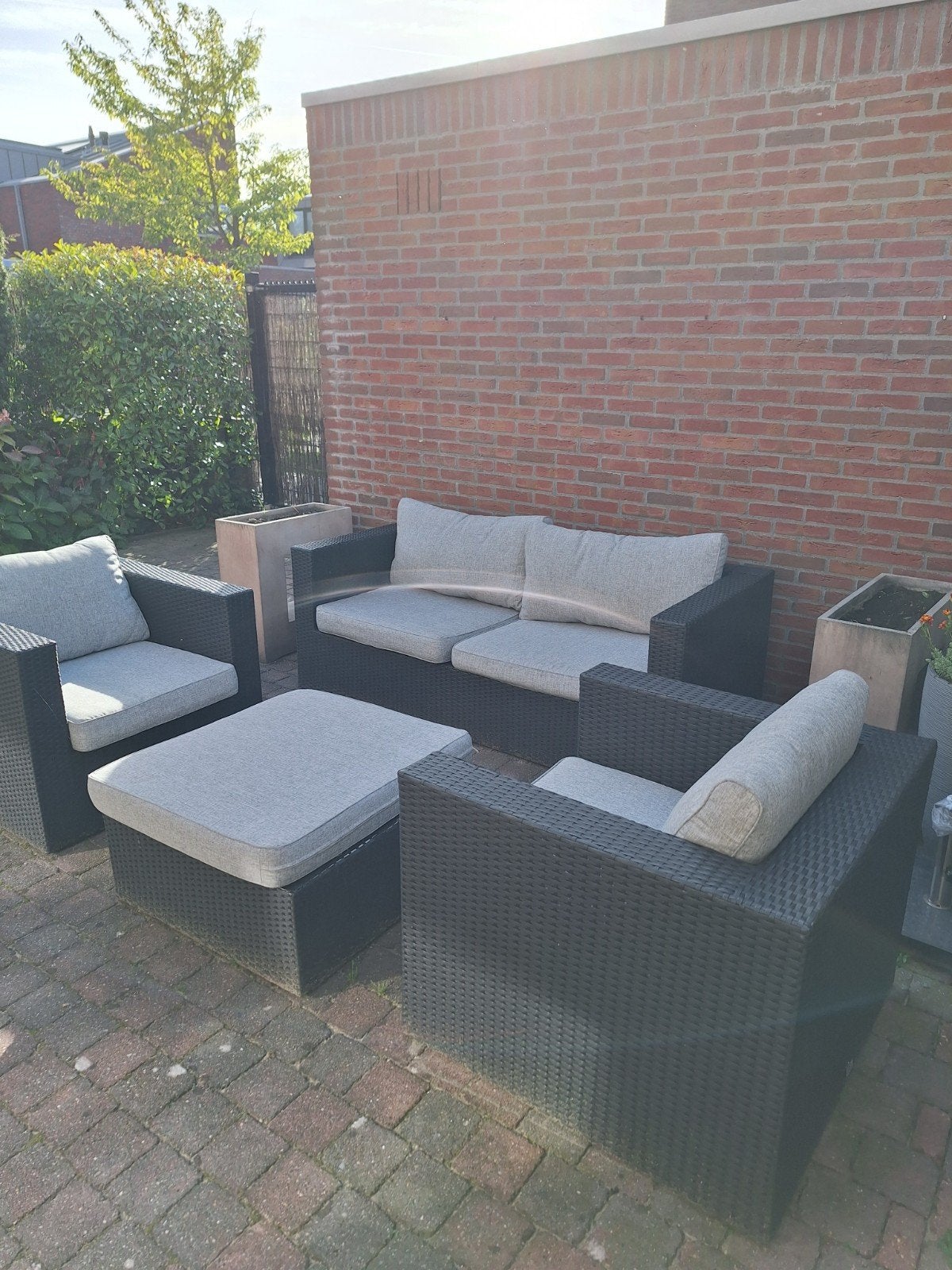 Loungeset met 2 Stoelen, Bank en Hocker, Tuin en Terras, Ophalen, 4 zitplaatsen, Gebruikt, Loungeset