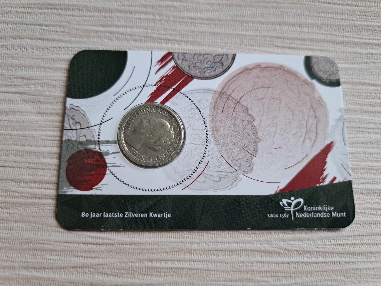 ZELDZAAM Coincard Afscheid Zilveren Kwartje Met 1941PP, Ophalen of Verzenden, Koningin Wilhelmina, 25 cent, Zilver