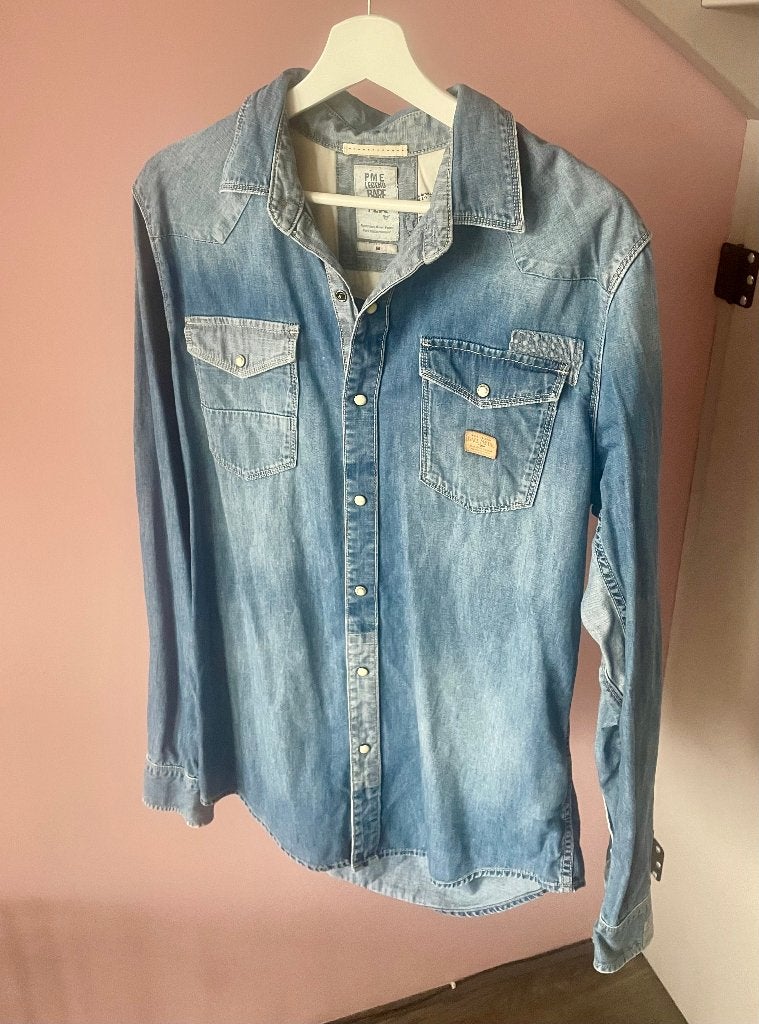 PME Legend Spijkerblouse Maat M, Blauw, PME Legend, Gedragen, Halswijdte 39/40 (M)