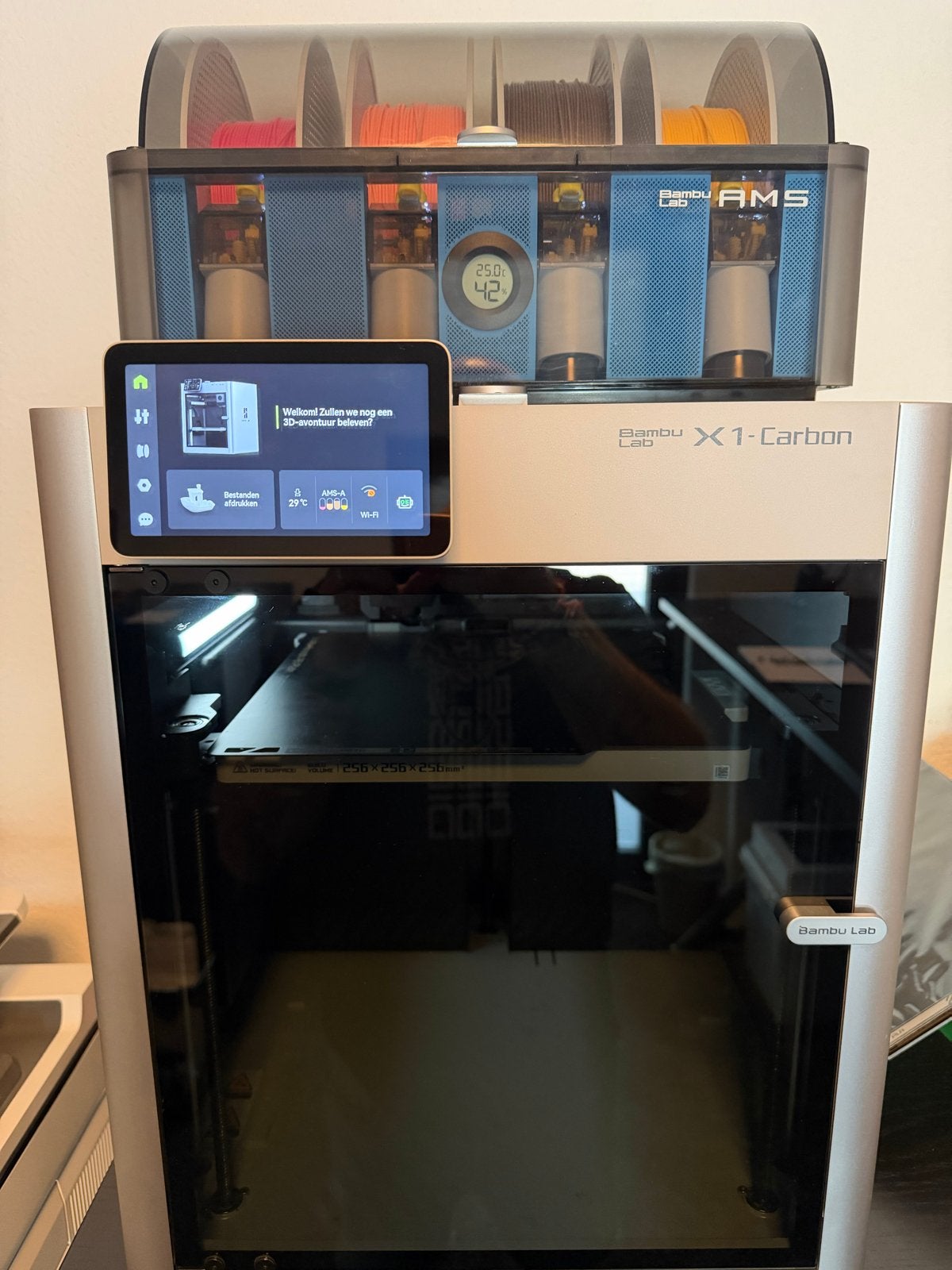 Bambu Lab X1 Carbon Met AMS hub en AMS, Computers en Software, 3D Printers, Zo goed als nieuw, Filament, Ingebouwde Wi-Fi, Ophalen