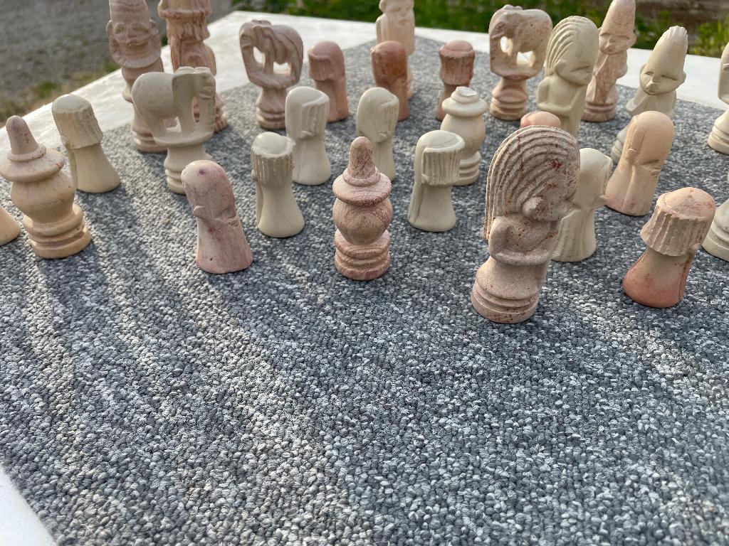 Afrikaanse tribale handgemaakte schaakstukken, Minder dan 20 cm, Ophalen of Verzenden, Handgemaakt, Steen of Keramiek