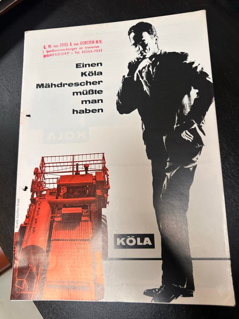 Zeldzame KÖLA Maaidorser Folder Jaren '60 - Landbouwwerktuig, Ophalen of Verzenden, Gebruikt, Overige typen