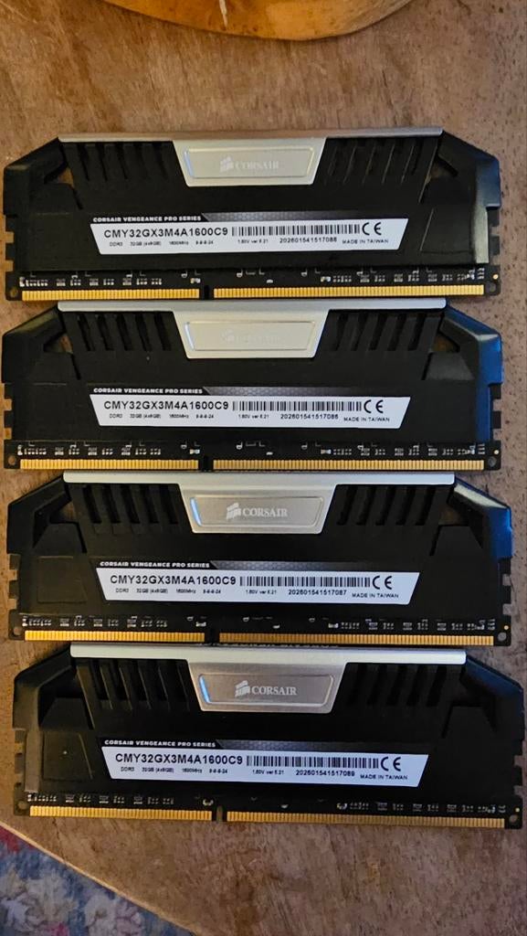 32 GB DDR3 (4 x 8 GB 1600mhz C9) RAM, 32 GB, DDR3, Ophalen of Verzenden, Zo goed als nieuw