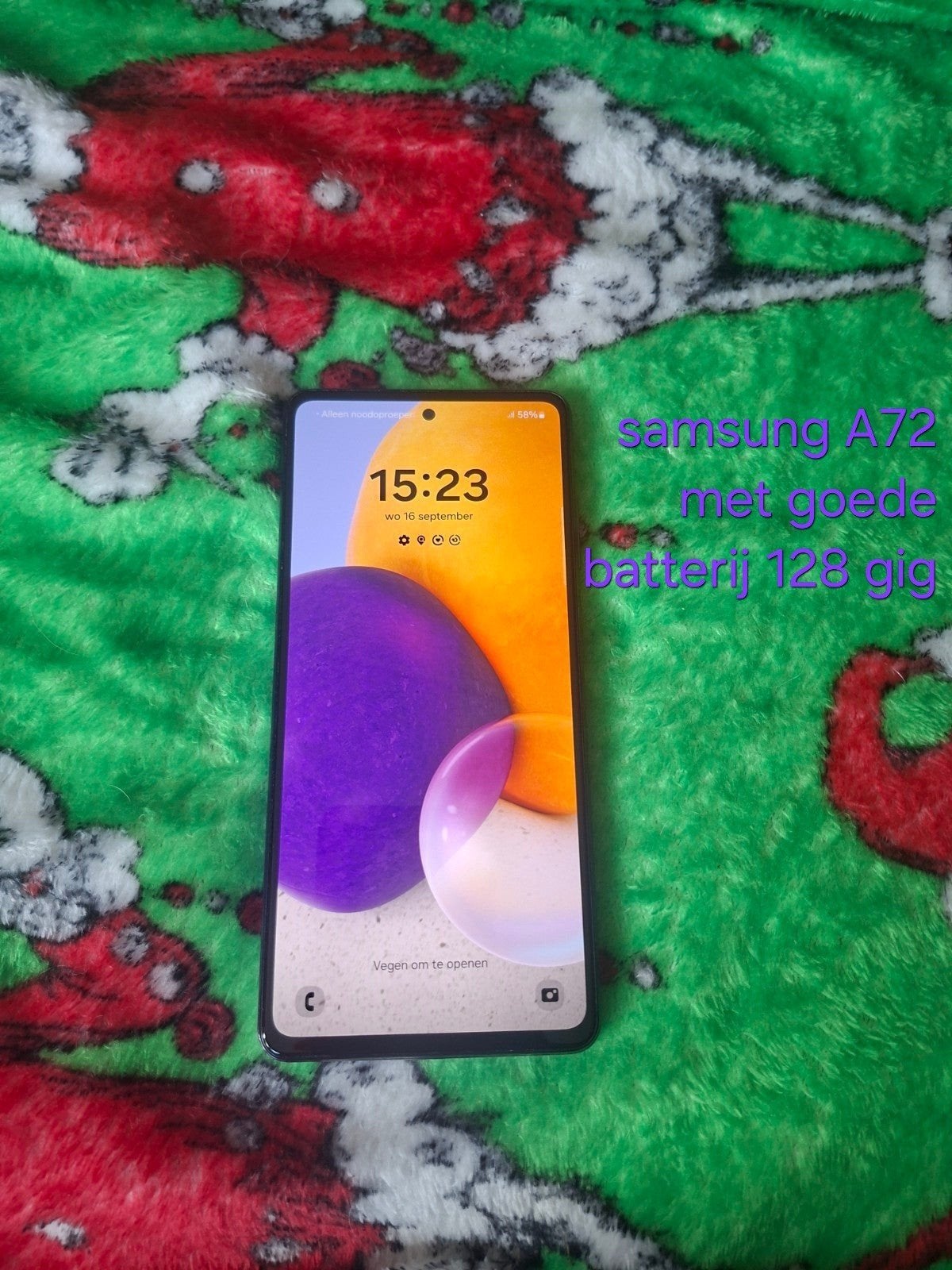 Samsung A72 in goede staat, 100% batterij, Telecommunicatie, Gebruikt, Zwart, Touchscreen, Ophalen of Verzenden