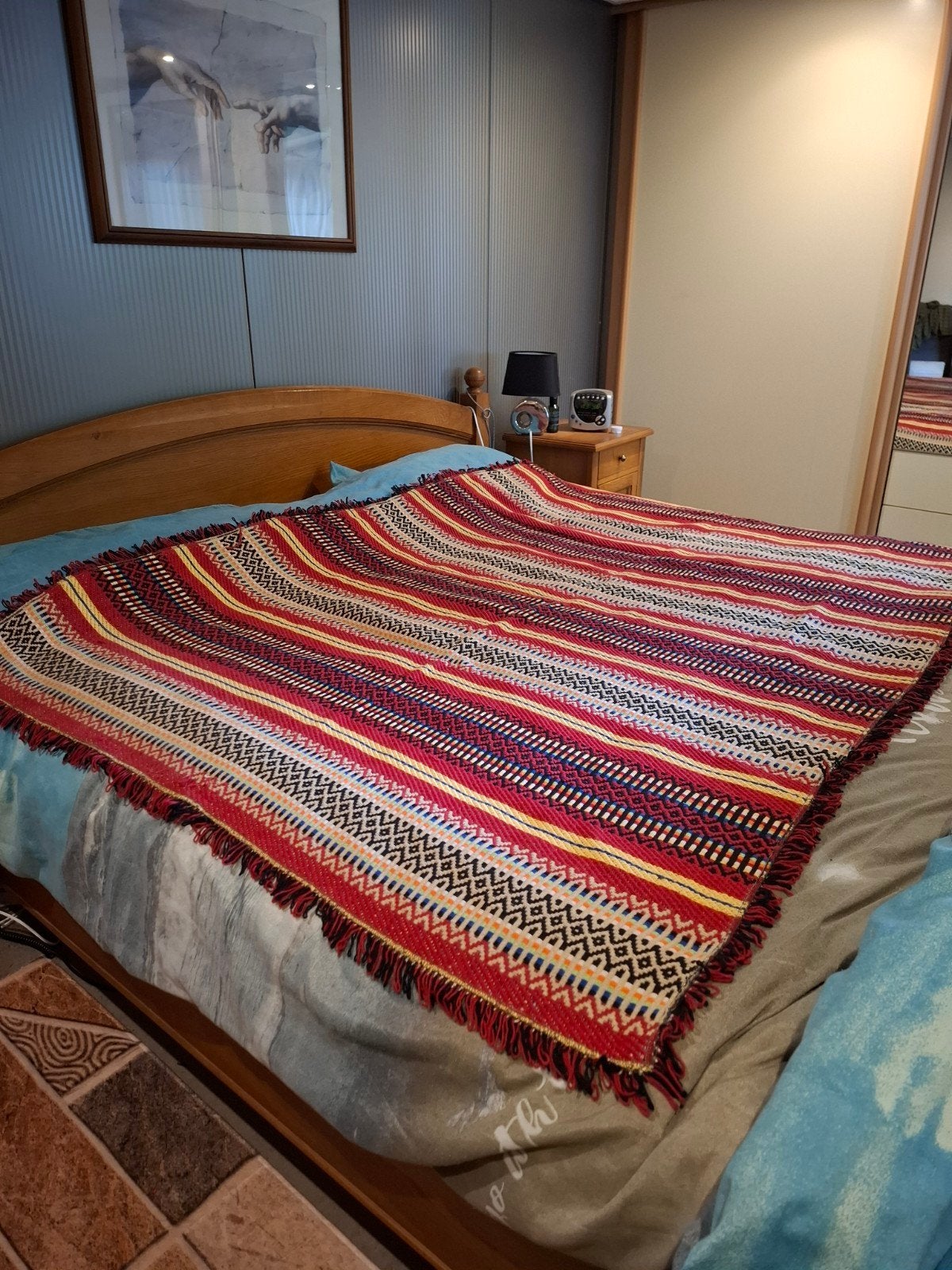 Kleurrijke deken met etnisch patroon, 100 tot 150 cm, Geel, Ophalen of Verzenden, Zo goed als nieuw
