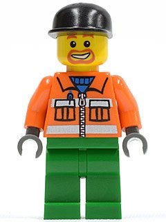 LEGO City cty0046 Sanitary Engineer 1 - Green Legs, Beard, Lego, Ophalen of Verzenden, Minifiguur, City
