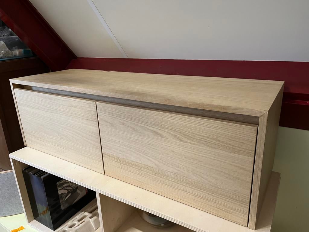 Zwevend tv meubel echt eiken fineer, Huis en Inrichting, Ophalen, Gebruikt, 100 tot 150 cm, Eikenhout