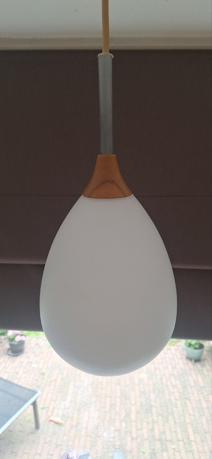 Deense Holmegaard 'The Drop' hanglamp?, wit opaline teak, Antiek en Kunst, Ophalen of Verzenden