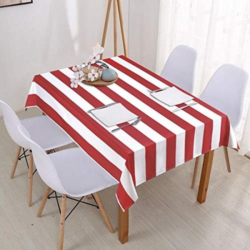 Rechthoekig Rood Wit Gestreept Tafelkleed / Tafellaken Kleed, Verzenden, Nieuw, Rechthoek