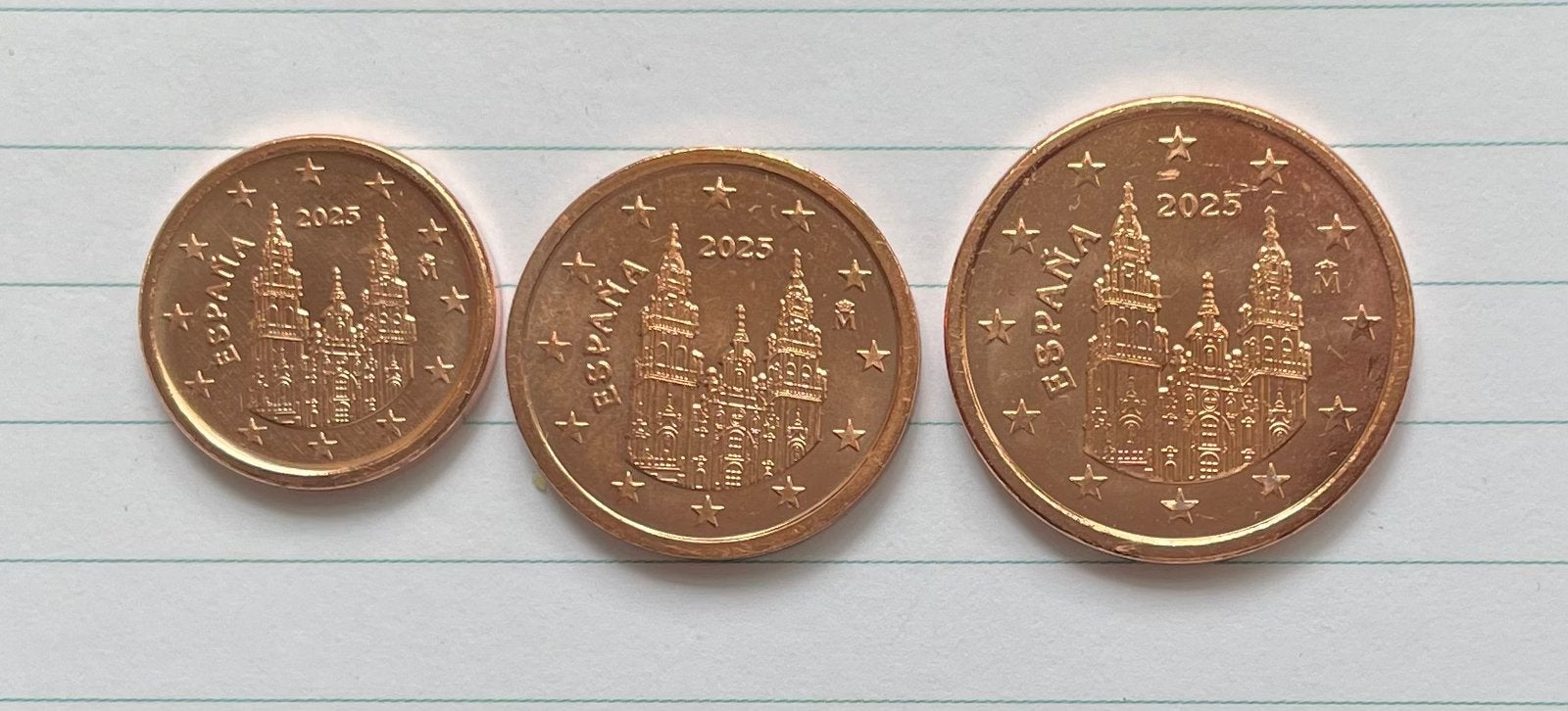 Te koop 1/ 2 en 5. Euro cent Spanje jaar 2025 UNC, Ophalen of Verzenden, Spanje