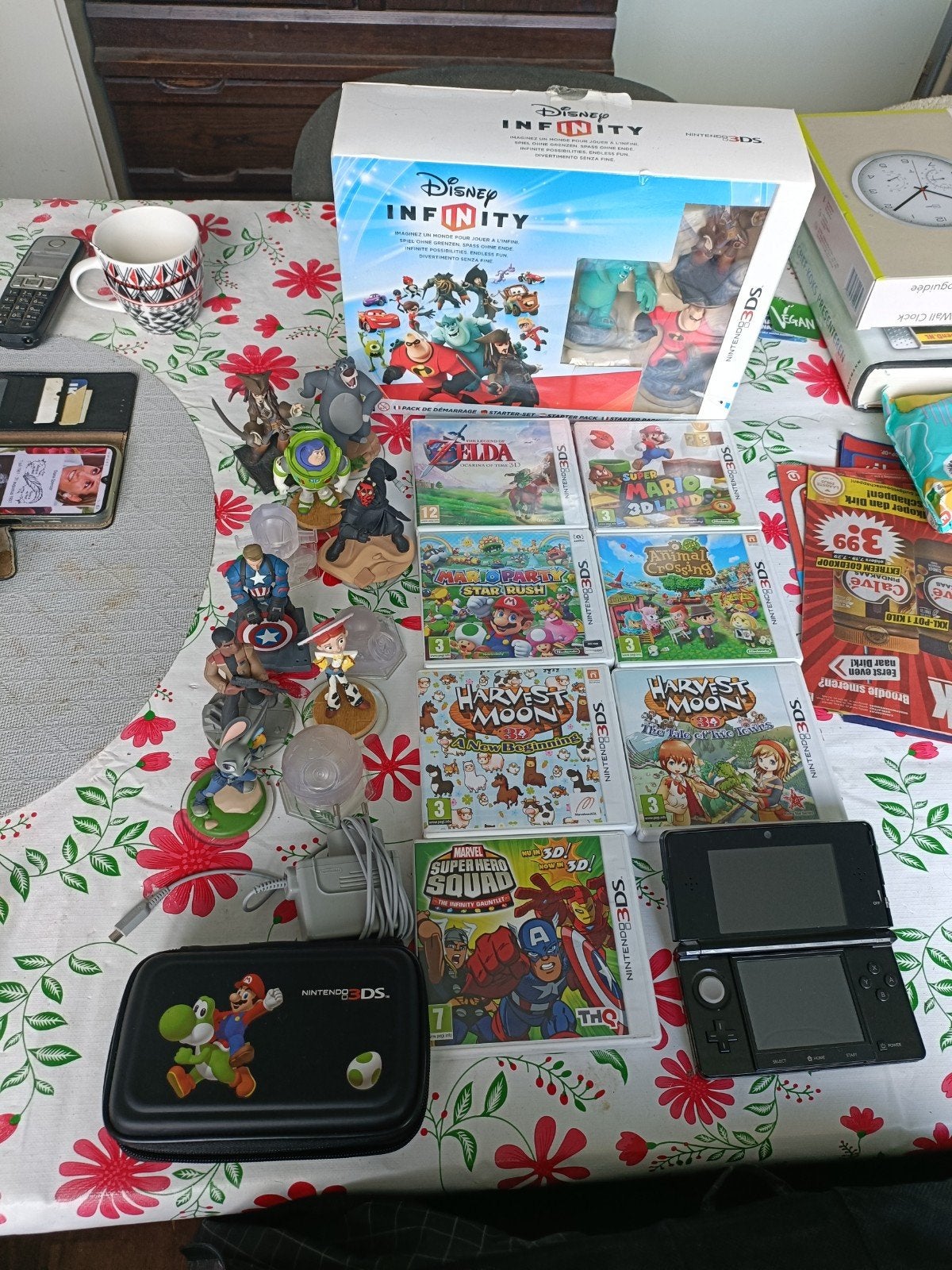 Nintendo 3DS met 8 games, Zwart, Ophalen of Verzenden, Met beschermhoes of tas, 3DS