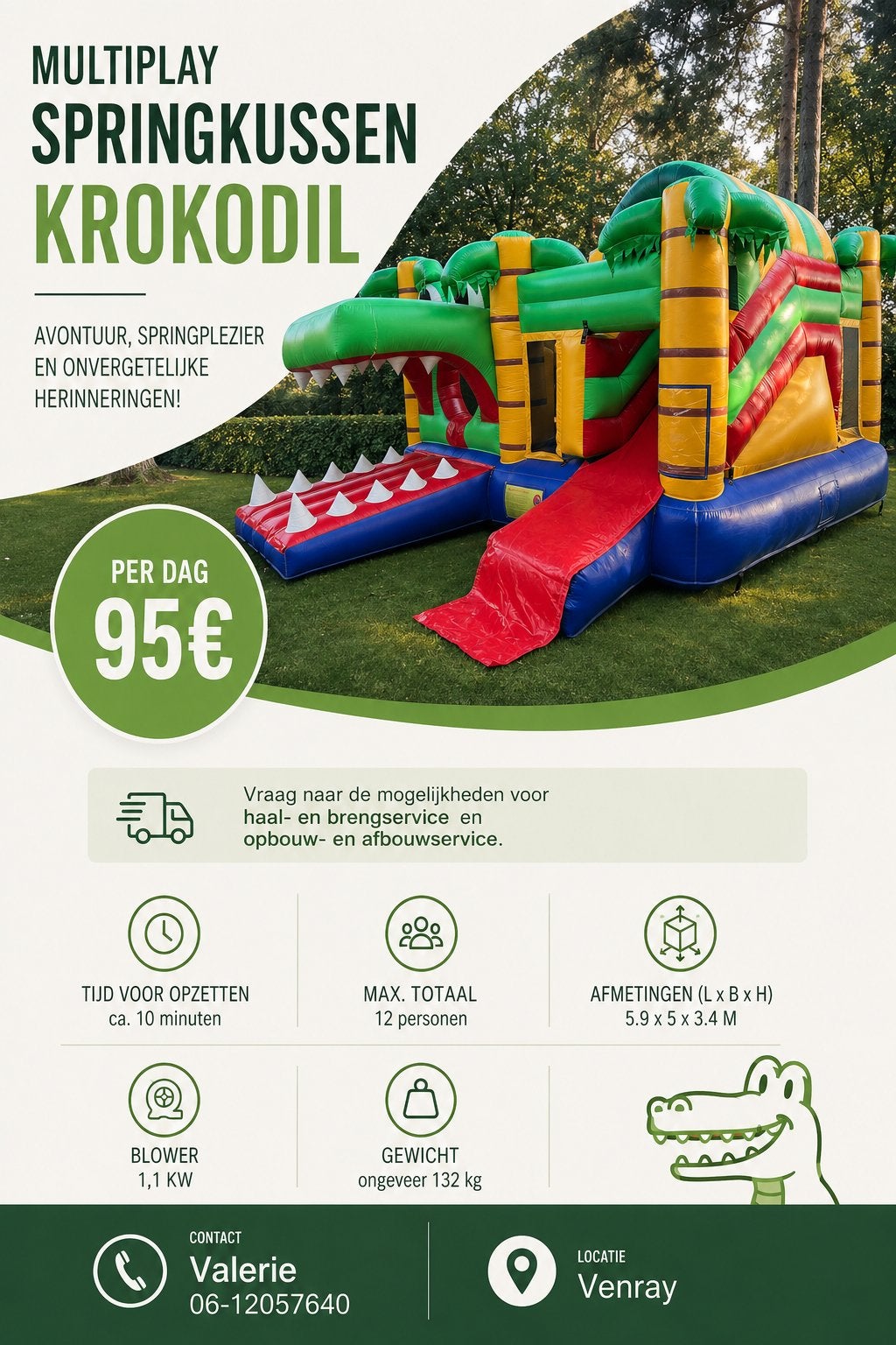 Springkussen krokodil huren Venray, Ophalen, Nieuw