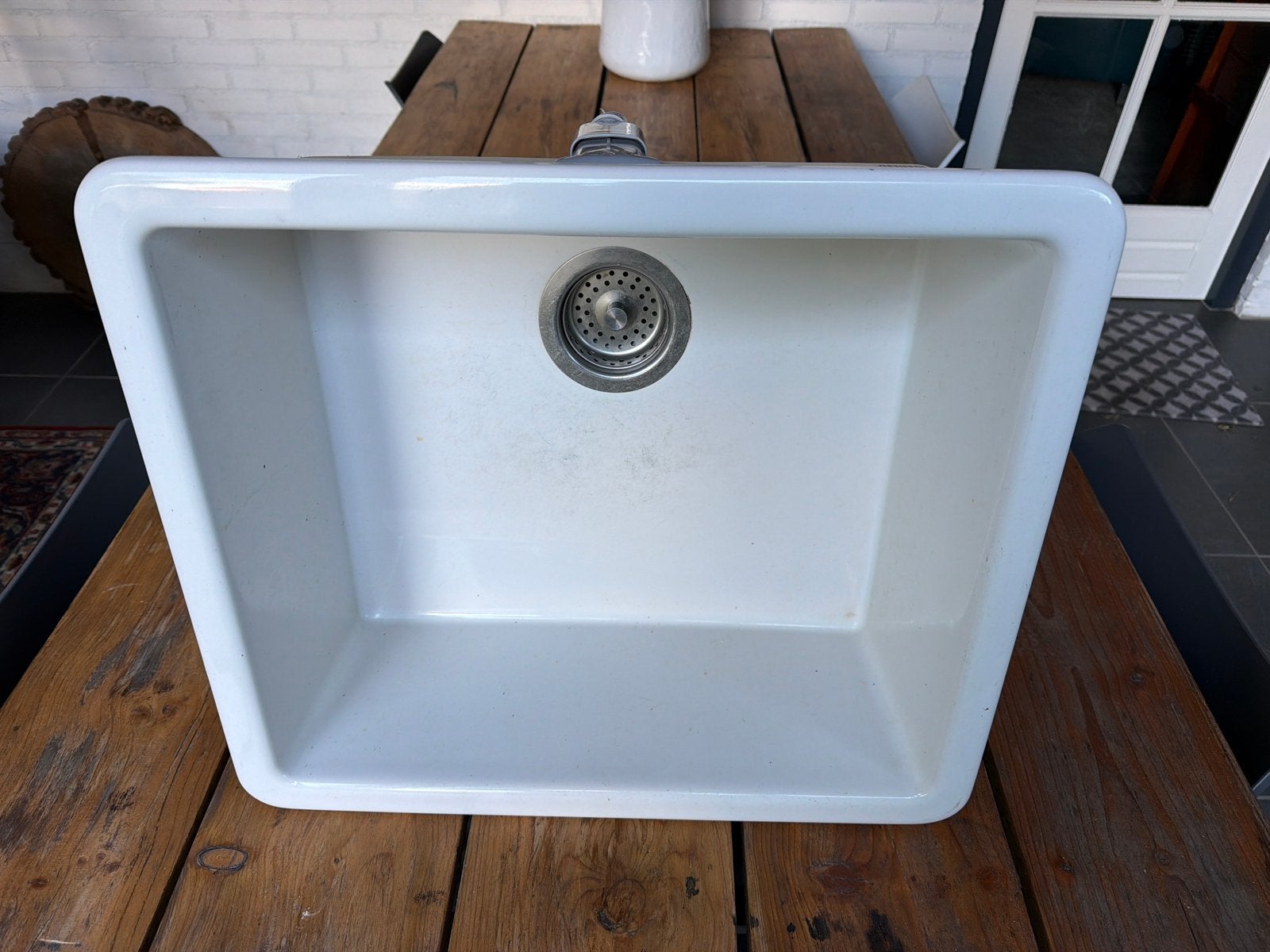 Ikea Havsen inbouwspoelbak met sifon, Ophalen, IKEA, Steen/keramiek, Wit