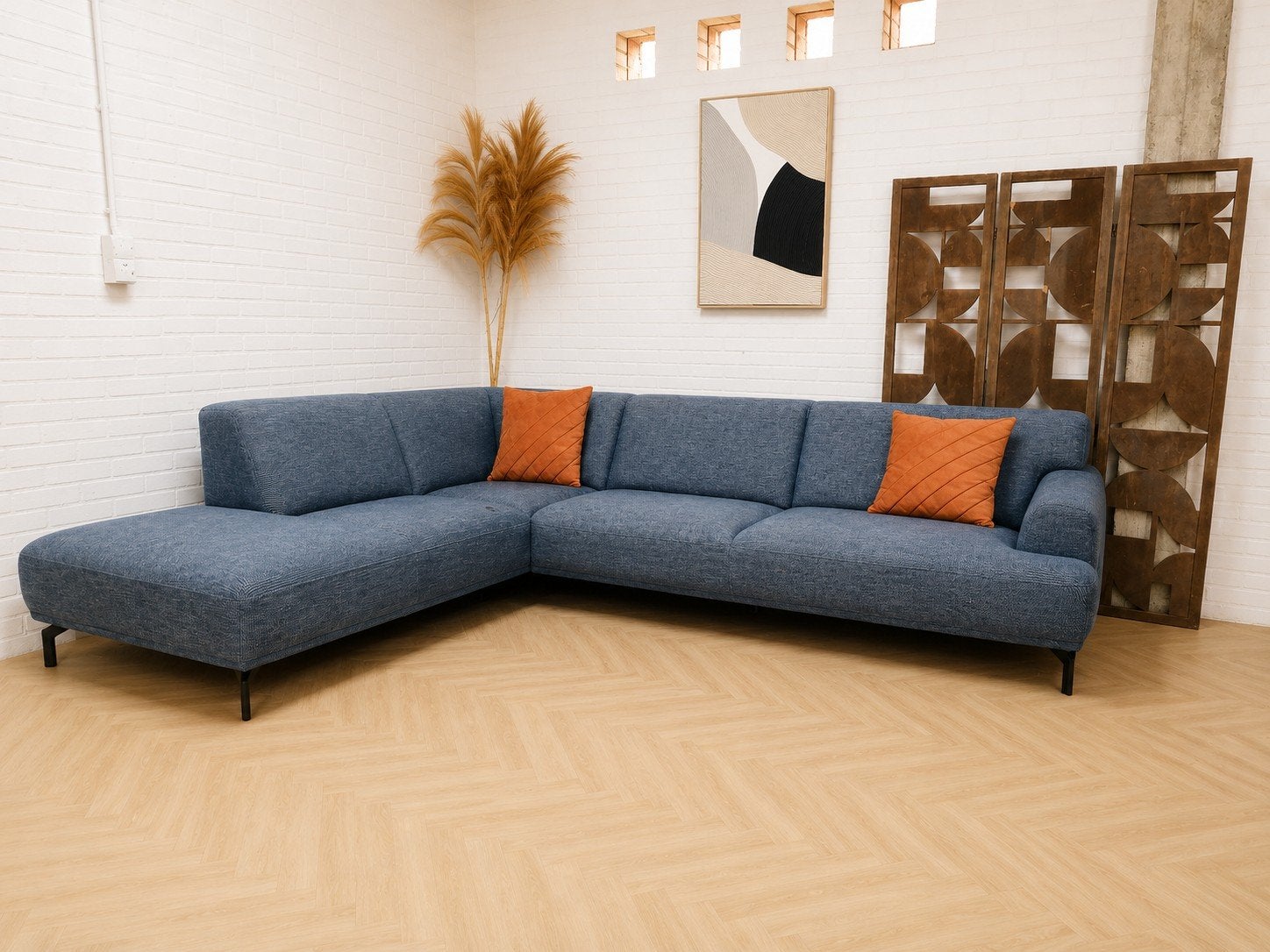 Hoekbank | Modern | Blue, Huis en Inrichting, Ophalen of Verzenden, 150 cm of meer, Vierpersoons of meer, Stof