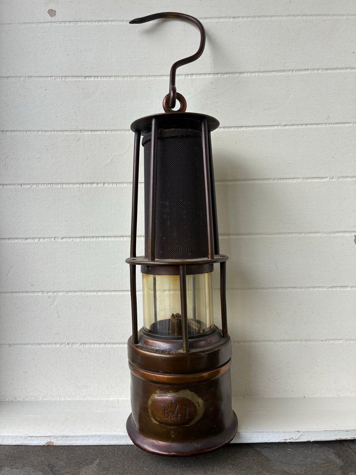 Antieke, messing mijnlamp, Ophalen of Verzenden
