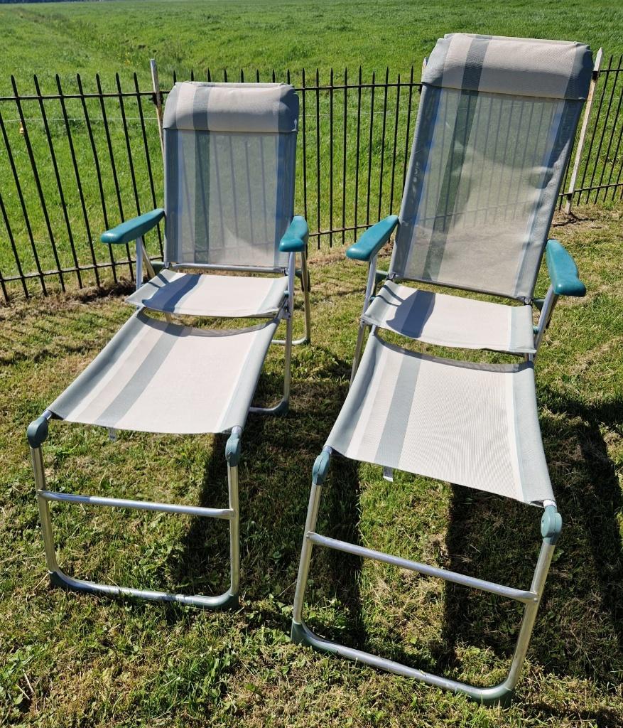 2x verstelbare tuinstoelen / ligstoelen Crespo, Ophalen, Gebruikt, Campingstoel