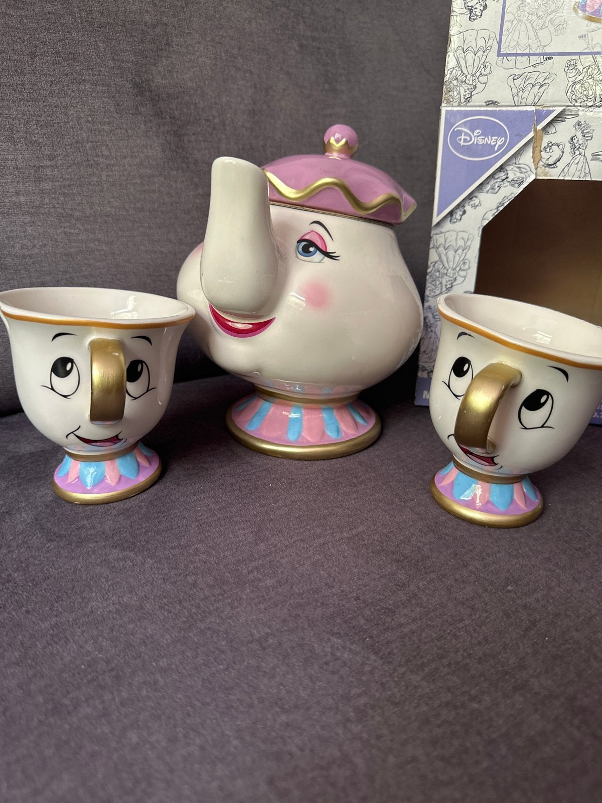Mevrouw Tuit en 2x Barstje - Disney Belle en het Beest, Ophalen, Gebruikt, Overige merken, Keramiek