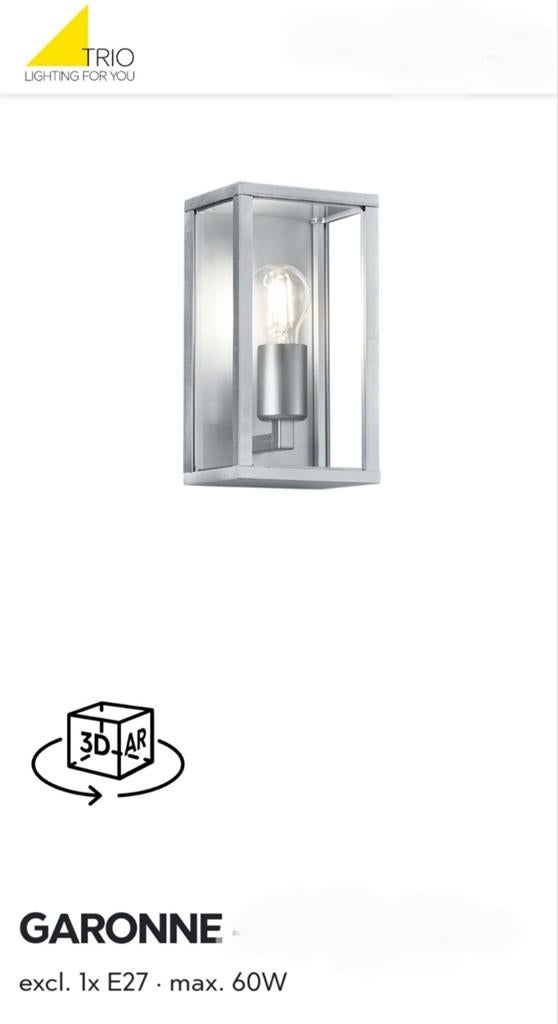 Trio Garonne Wandlamp, Minder dan 50 watt, Wandlamp, Ophalen of Verzenden, Netvoeding