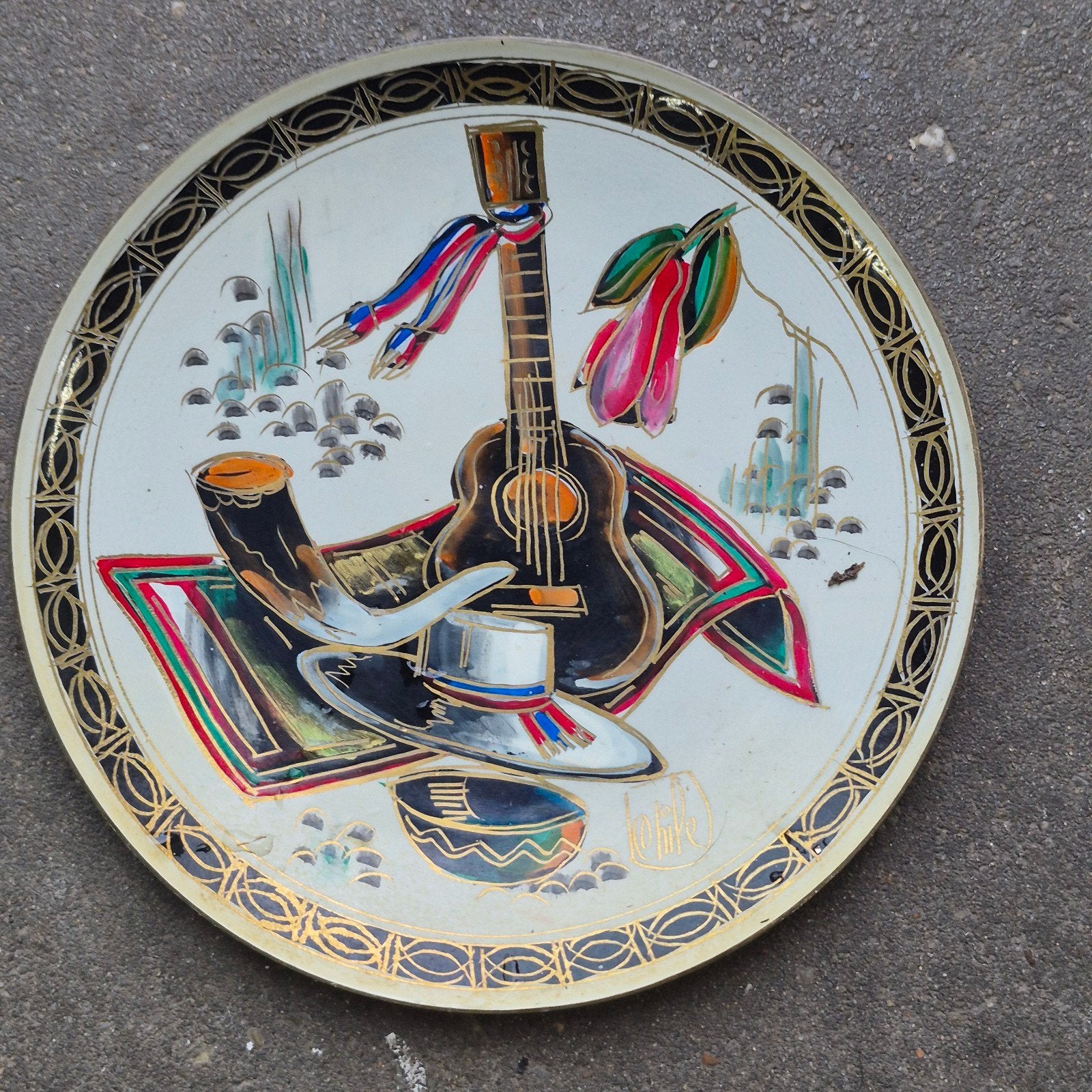 Vintage Chile decoratieve plaat, handgeschilderd, Ophalen of Verzenden