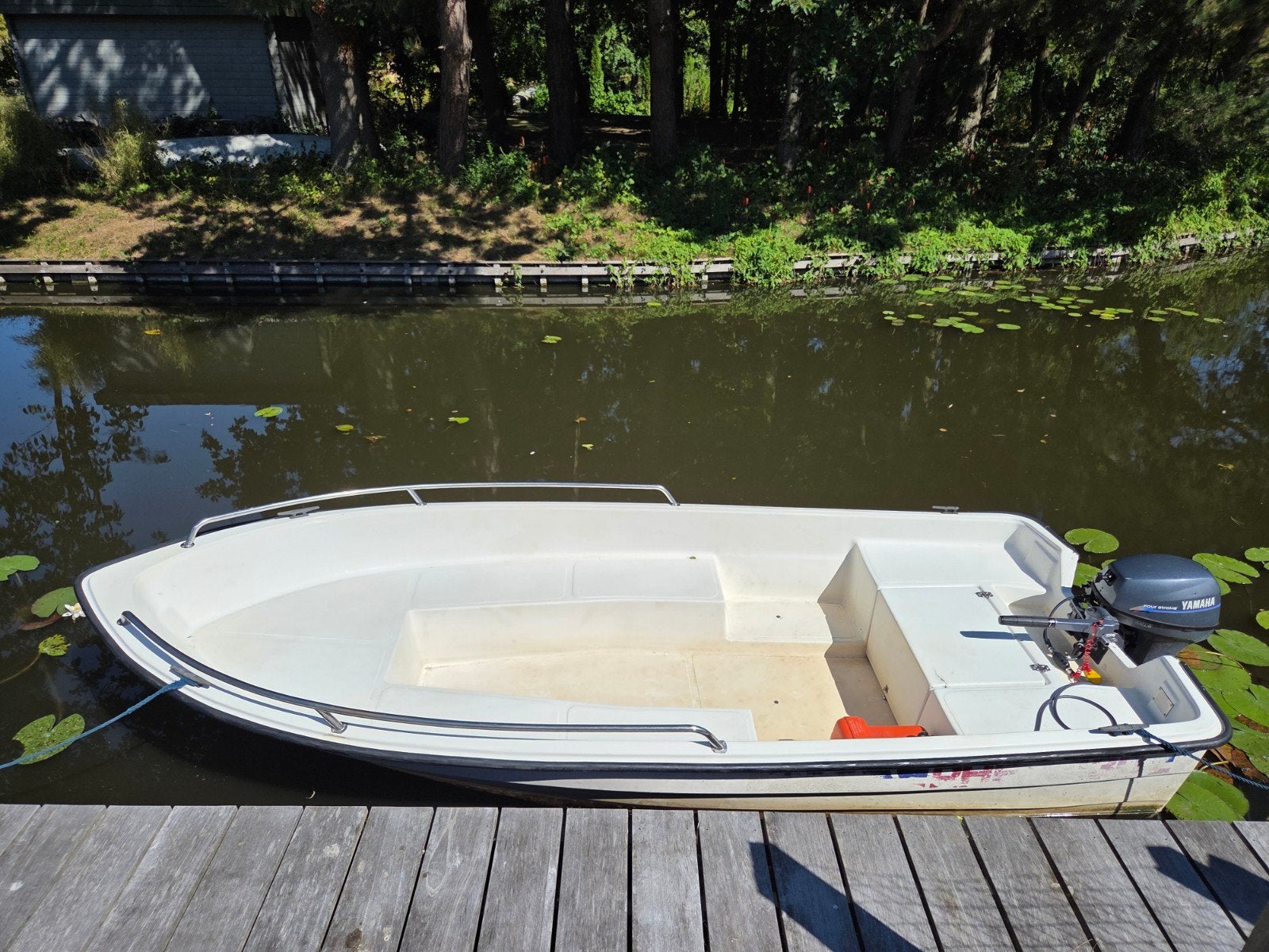 Rhea 430 boot met Yamaha Four stroke 6 pk motor, Overige merken, Gebruikt, 4 m, Buitenboordmotor