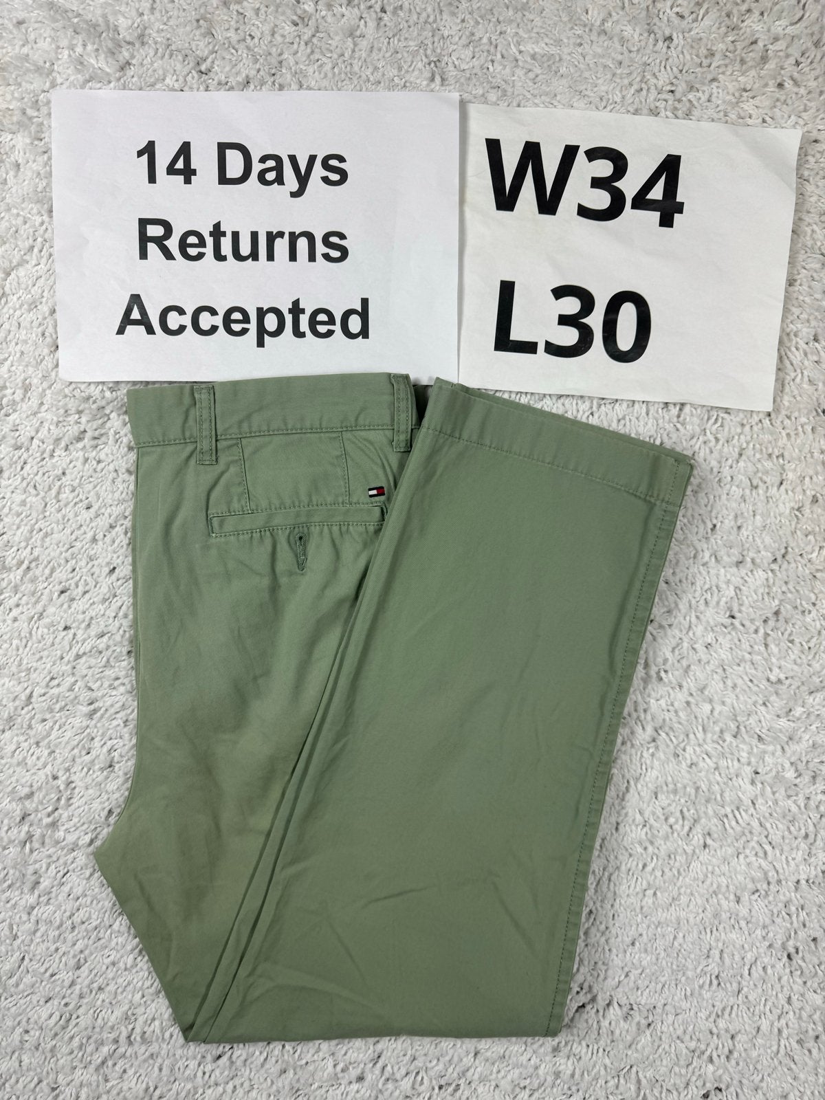 Tommy Hilfiger Classic Fit Chino Groen W34 L30 2676, G, Verzenden, G, Overige maten