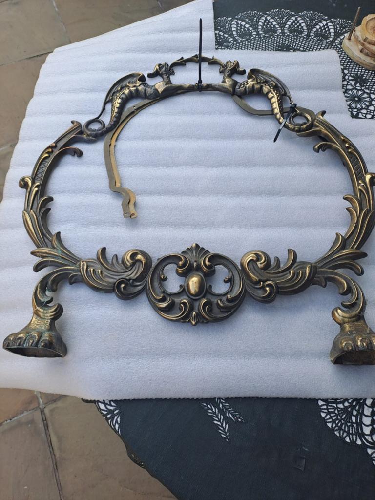 te koop een antieke messing koperen  spiegel  omlijsting, Antiek en Kunst, Ophalen of Verzenden, Ovaal, Minder dan 50 cm