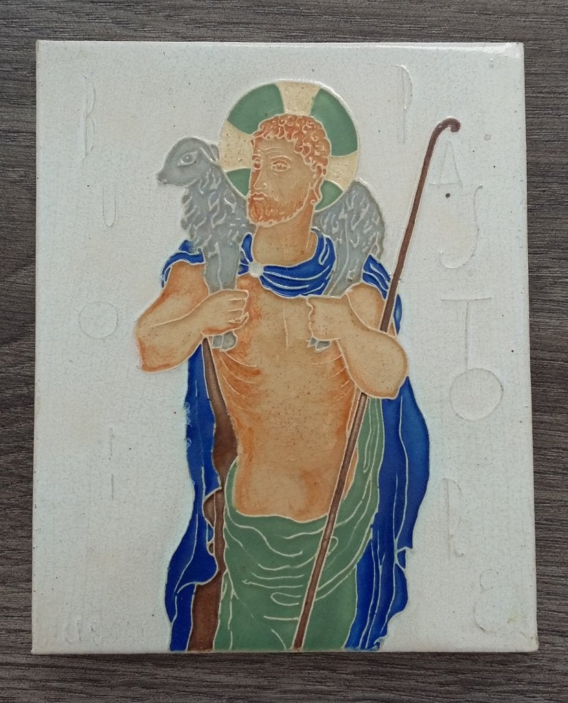 Omstreeks 1930 Westraven Utrecht Tegel "Jezus Lam Gods", Antiek en Kunst, Antiek | Religie, Ophalen of Verzenden