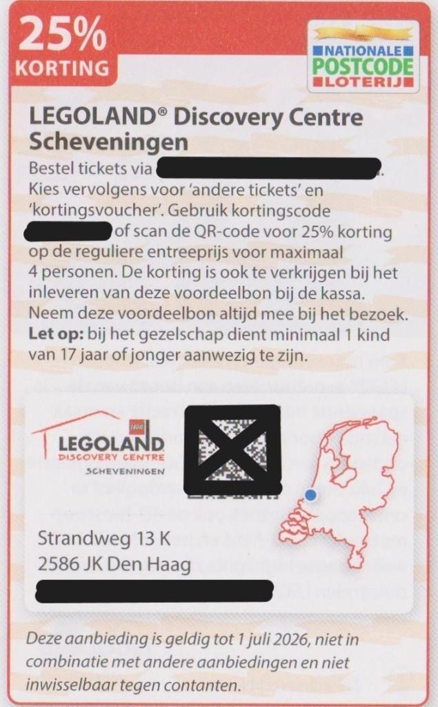 LEGOLAND Discovery Centre Scheveningen, 25% korting., Drie personen of meer, Kortingskaart