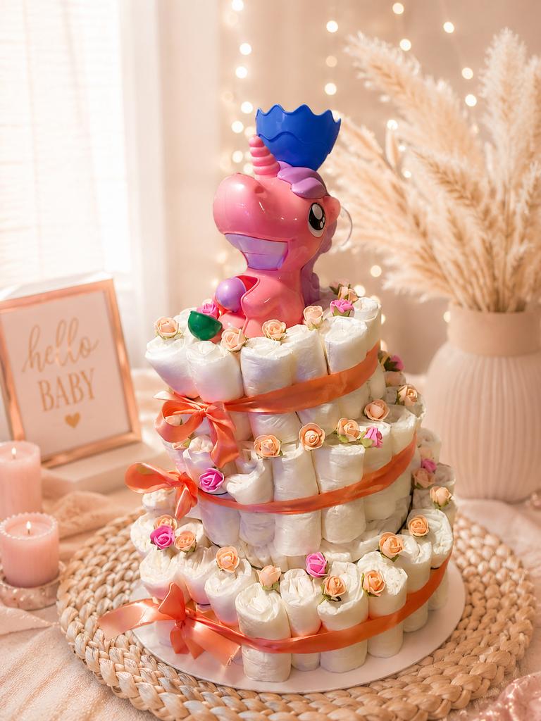 Luiertaart Unicorn – Handgemaakt Babycadeau voor Babyshower, Huis en Inrichting, Woonaccessoires | Etagères, Ophalen of Verzenden