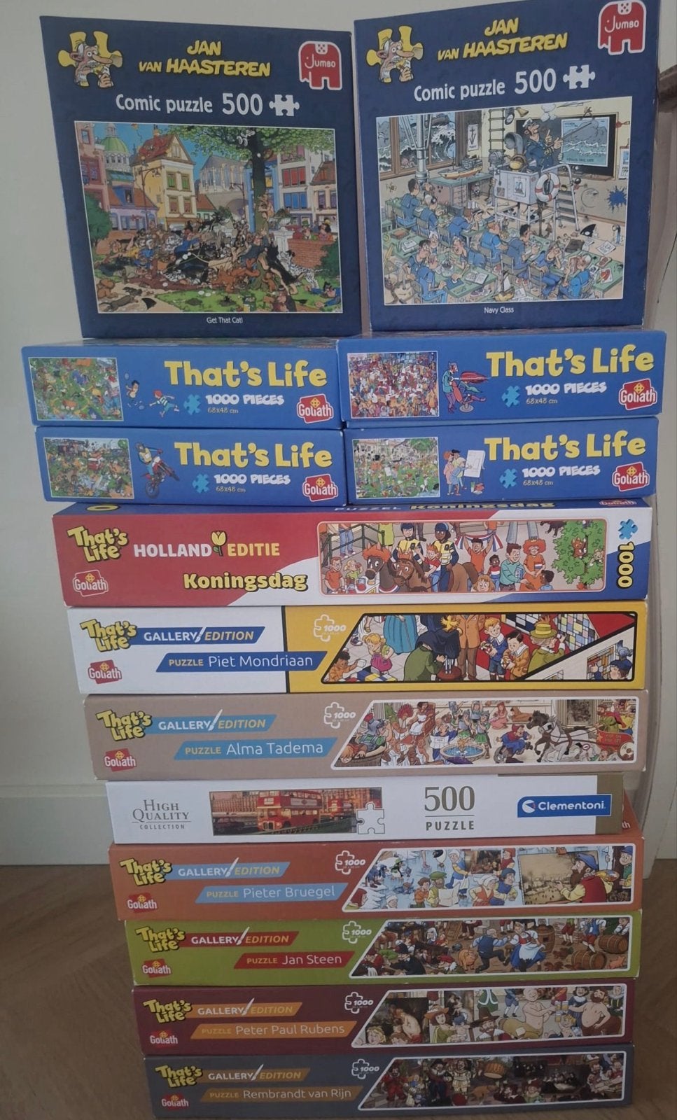 12 Puzzels: Jan van Haasteren, That's Life, Clementoni, Hobby en Vrije tijd, Denksport en Puzzels, Ophalen, 500 t/m 1500 stukjes