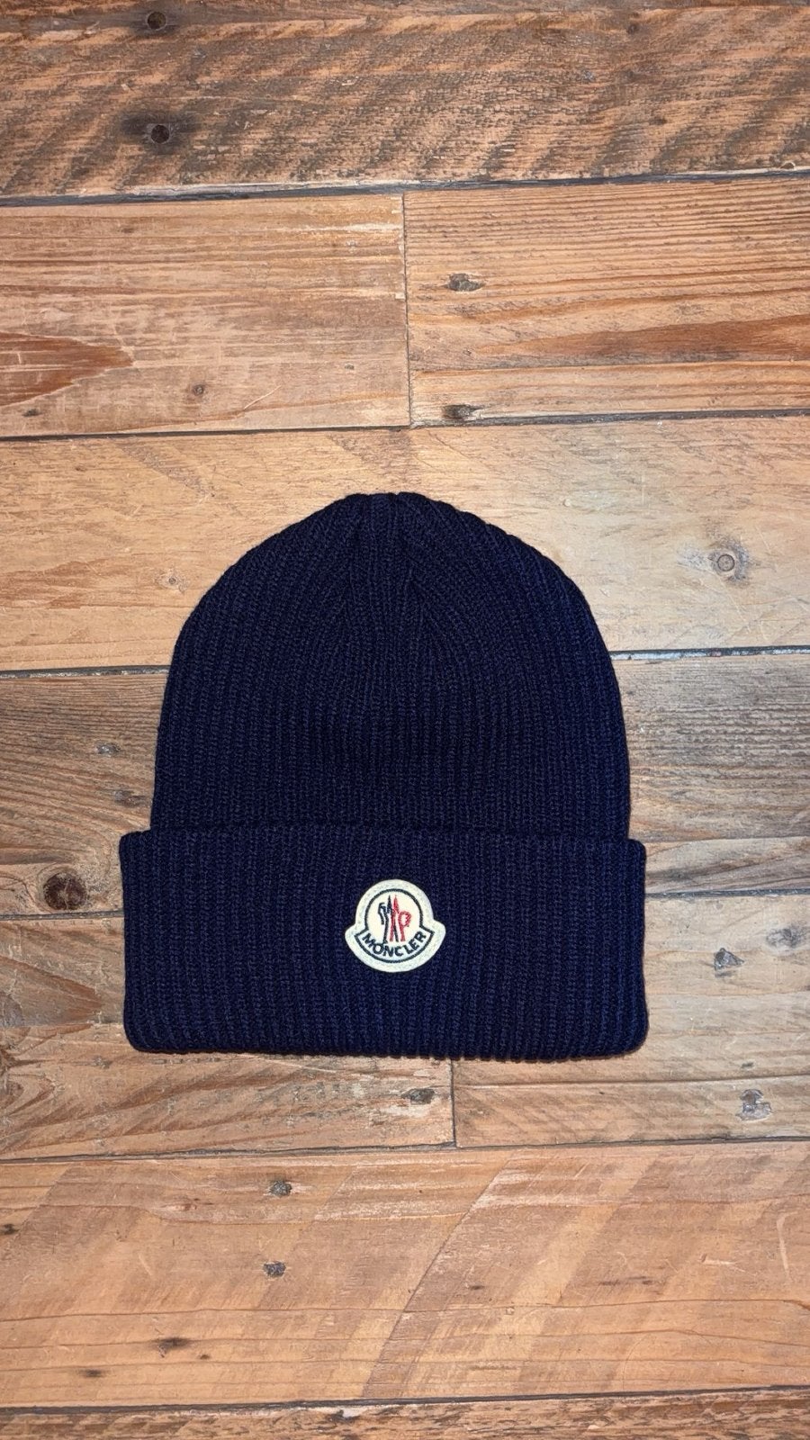 Moncler muts donkerblauw, Kleding | Heren, Verzenden, Zo goed als nieuw, Overige maten, Muts