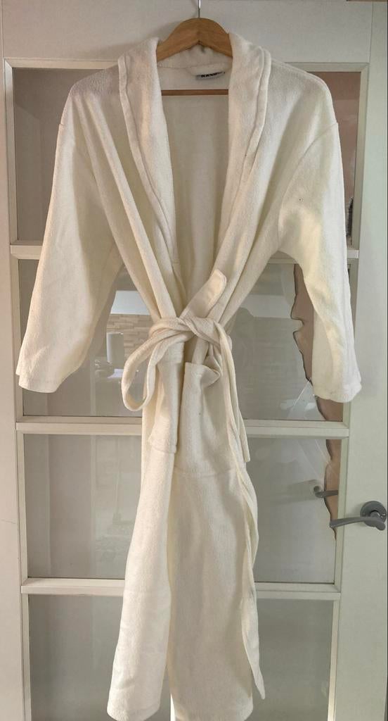 Drie witte polyester badjassen, maat S/M, Kleding | Dames, Ophalen of Verzenden, Gedragen, Maat 38/40 (M)