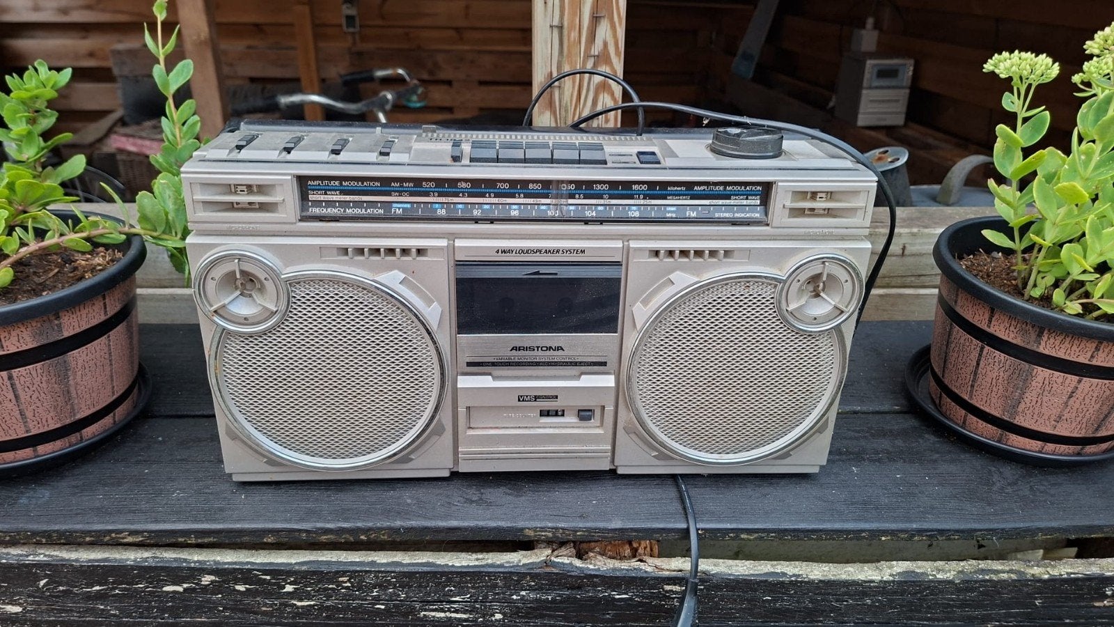 Vintage Aristona TR1842 Radio Cassette Recorder Boombox, Audio, Tv en Foto, Ophalen, Gebruikt, Radio, Met cd-speler