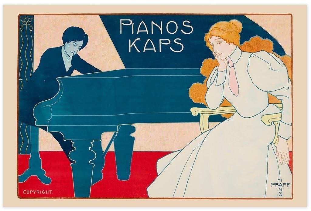 stijlvol PIANO Art Deco Reclame Poster affiche, Verzenden, Nieuw, A1 t/m A3, Film en Tv
