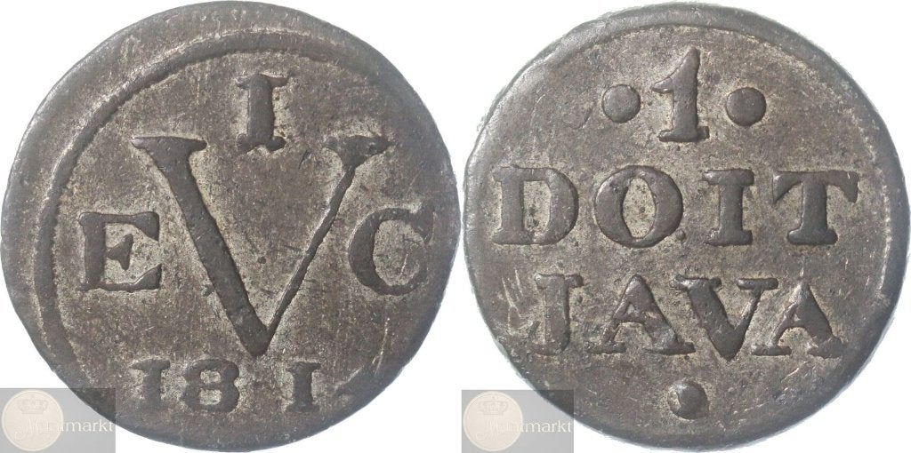 V.O.C. - Nederlands-Indië - 1 Duit 1814 'Originele glans', Postzegels en Munten, Munten | Nederland, Ophalen of Verzenden, Vóór koninkrijk