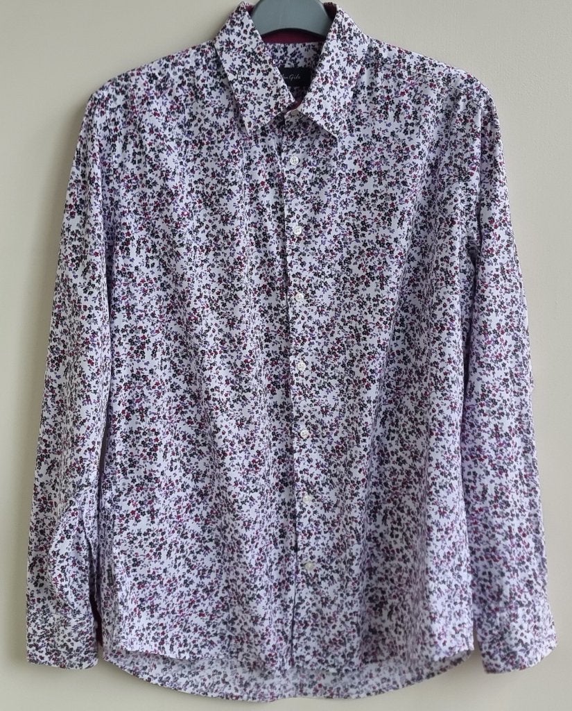 Van Gils wit overhemd met printjes mt. 16/41 (L), Kleding | Heren, Overhemden, Wit, Zo goed als nieuw, Halswijdte 41/42 (L), Van Gils