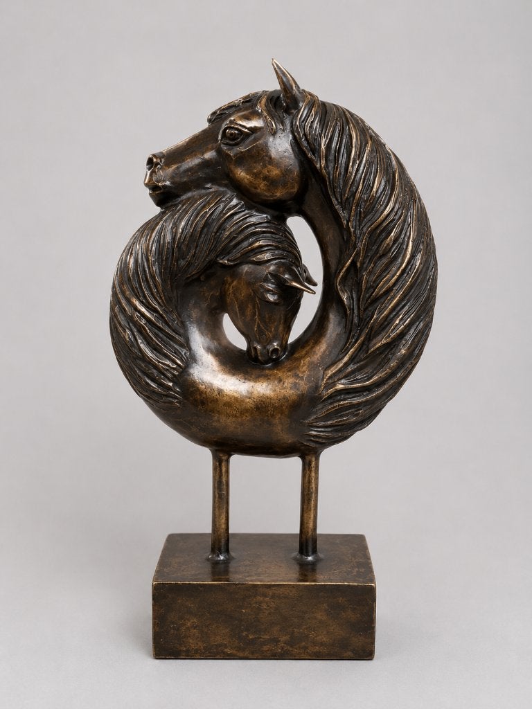 DUBBELE PAARDENHOOFD / bronzen beeld, Antiek en Kunst, Ophalen of Verzenden, Brons, Beeld