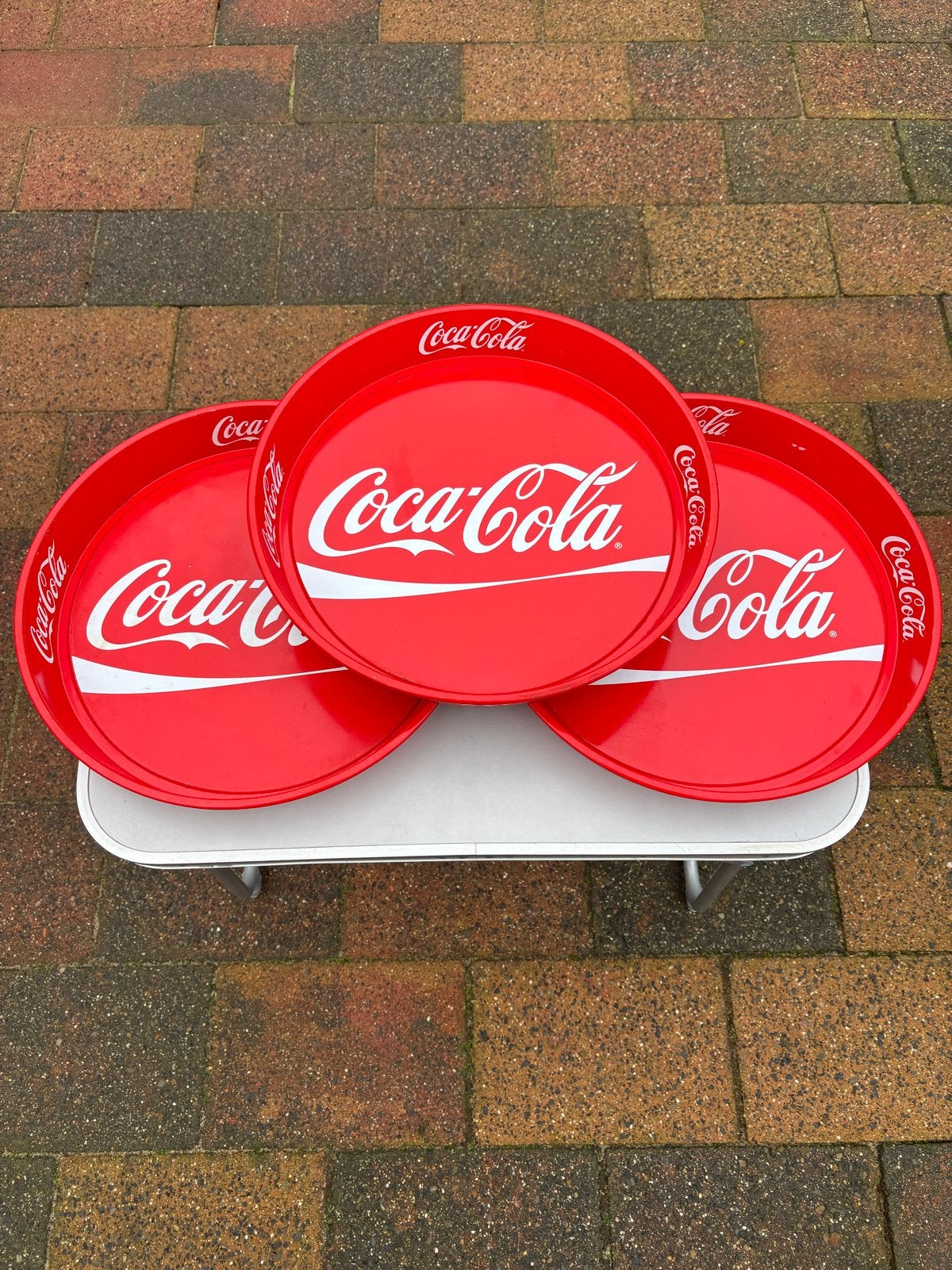 Set van 3 Coca-Cola dienbladen, Ophalen of Verzenden, Gebruikt, Gebruiksvoorwerp