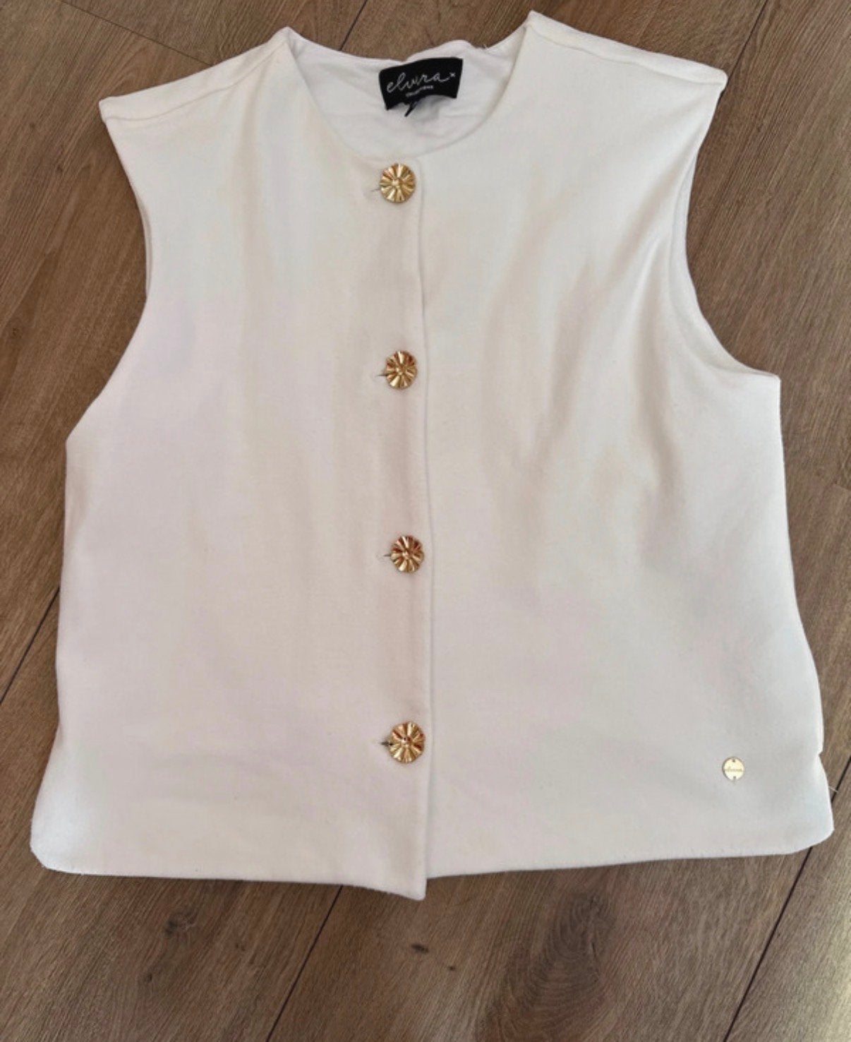 Elvira Gilet Wit met Gouden Knoopjes, Ophalen of Verzenden, Zo goed als nieuw