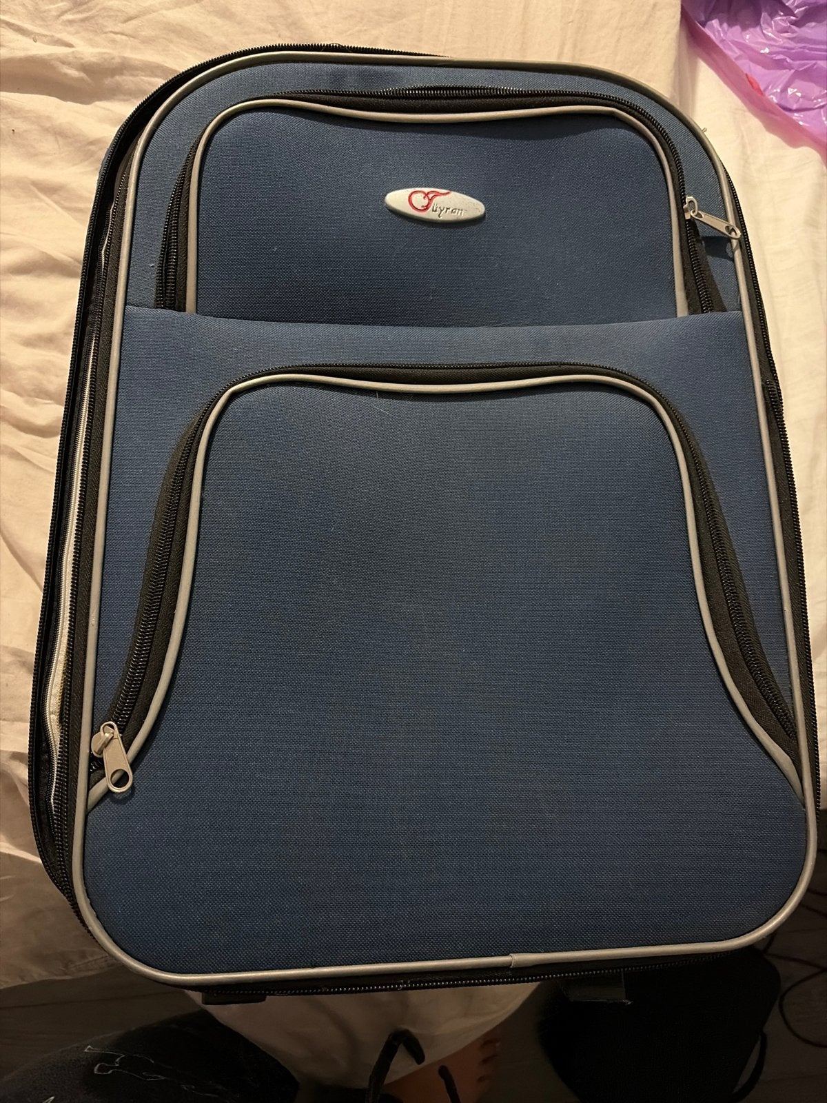 Blauwe reiskoffer met wieltjes en slot, Overige materialen, Gebruikt, 50 tot 60 cm, Slot