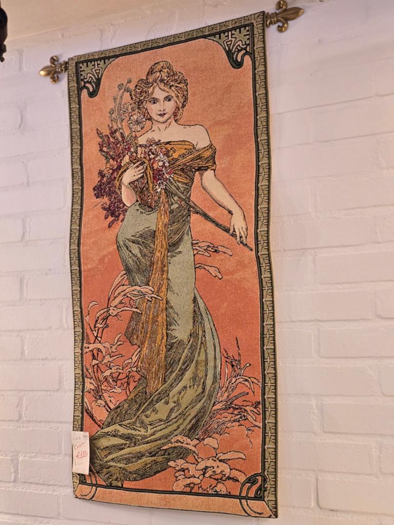 Gobelin wandkleed Alphonse Mucha Lente - 100x46cm, Ophalen of Verzenden
