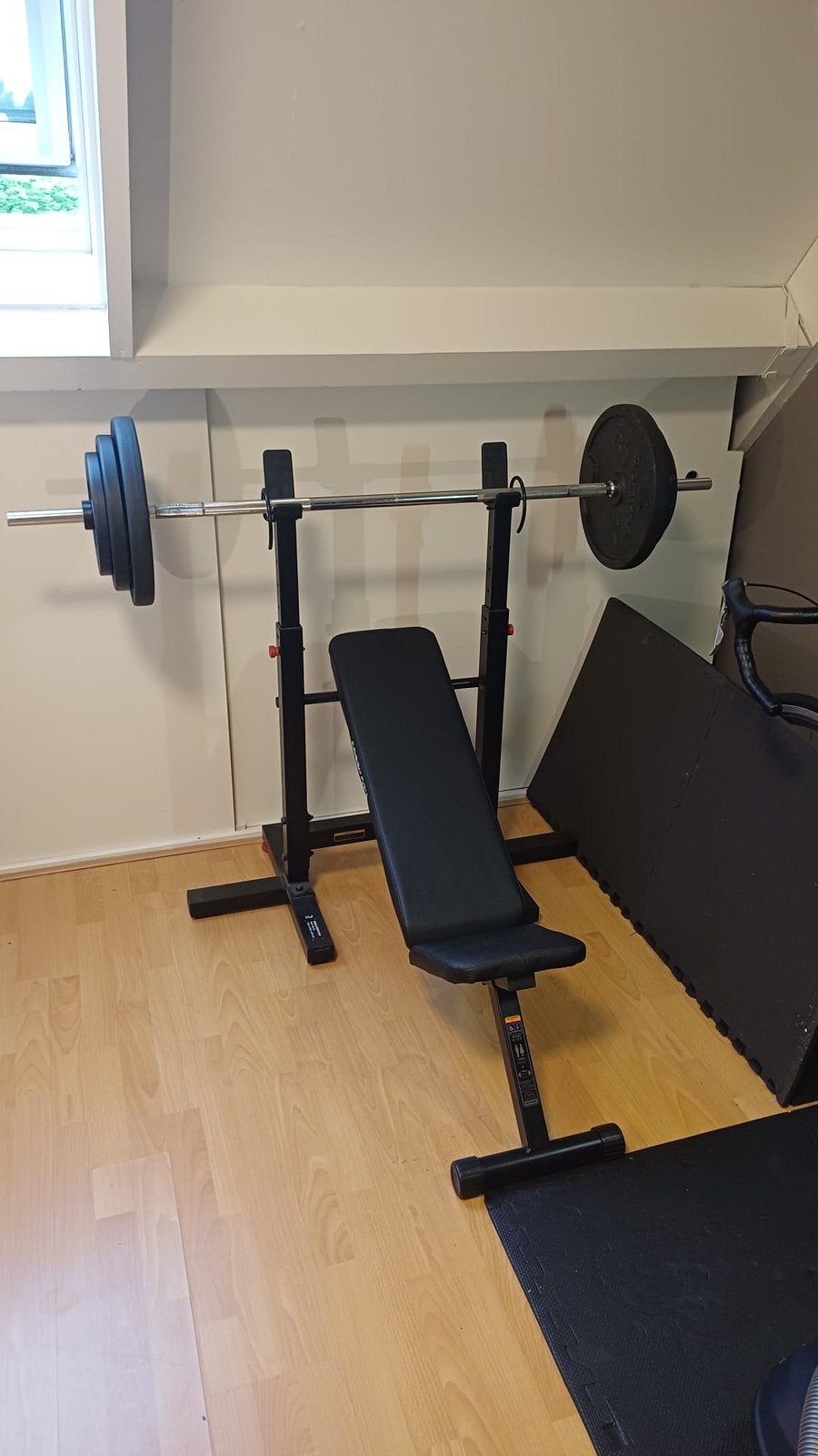 Complete fitness set – Decathlon – Zo goed als nieuw, Ophalen, Zo goed als nieuw, Benen, Halterschijven