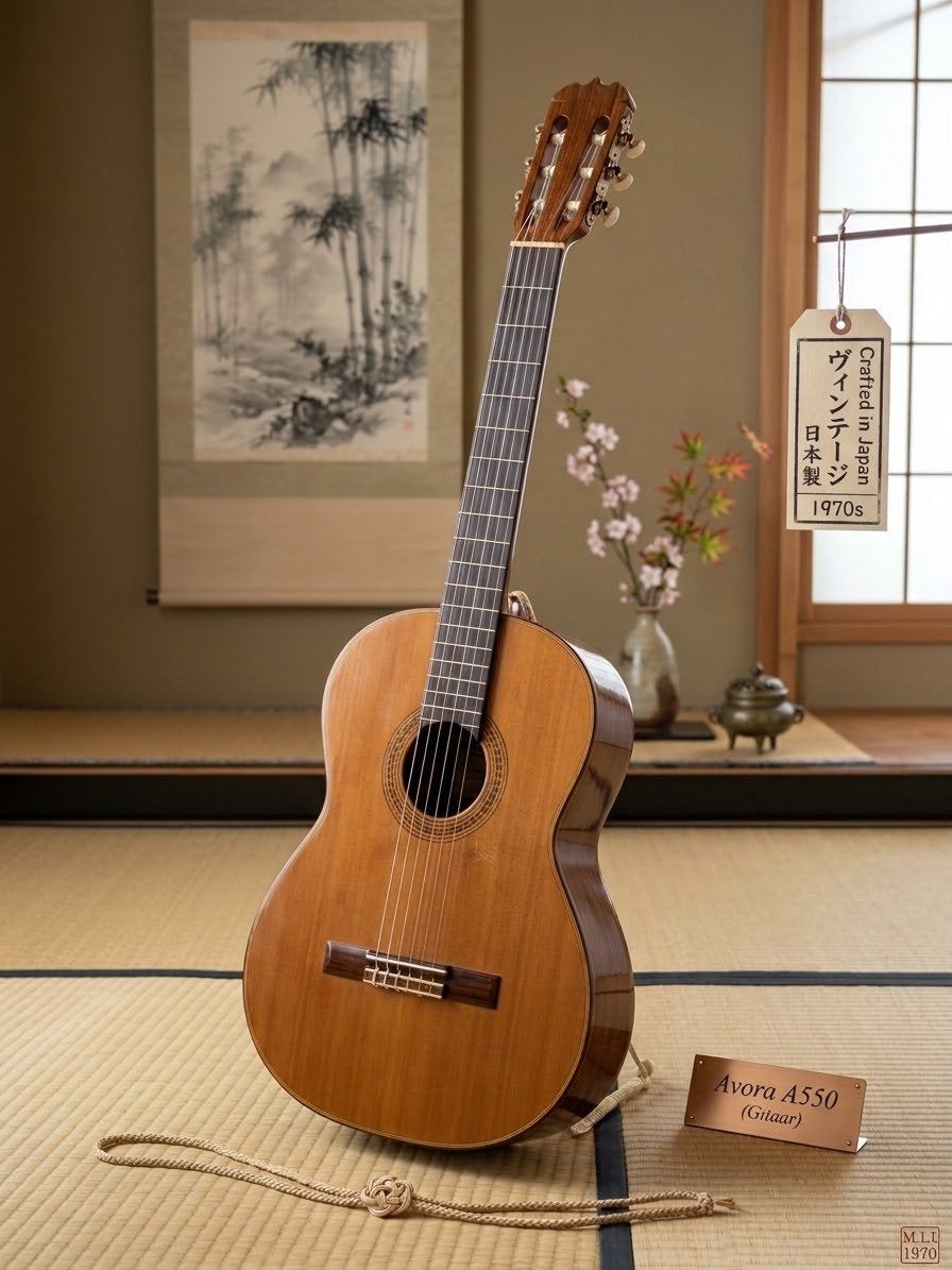 Foto 3 van Vintage Japanse Avora A550 klassieke gitaar 1970 topstaat.