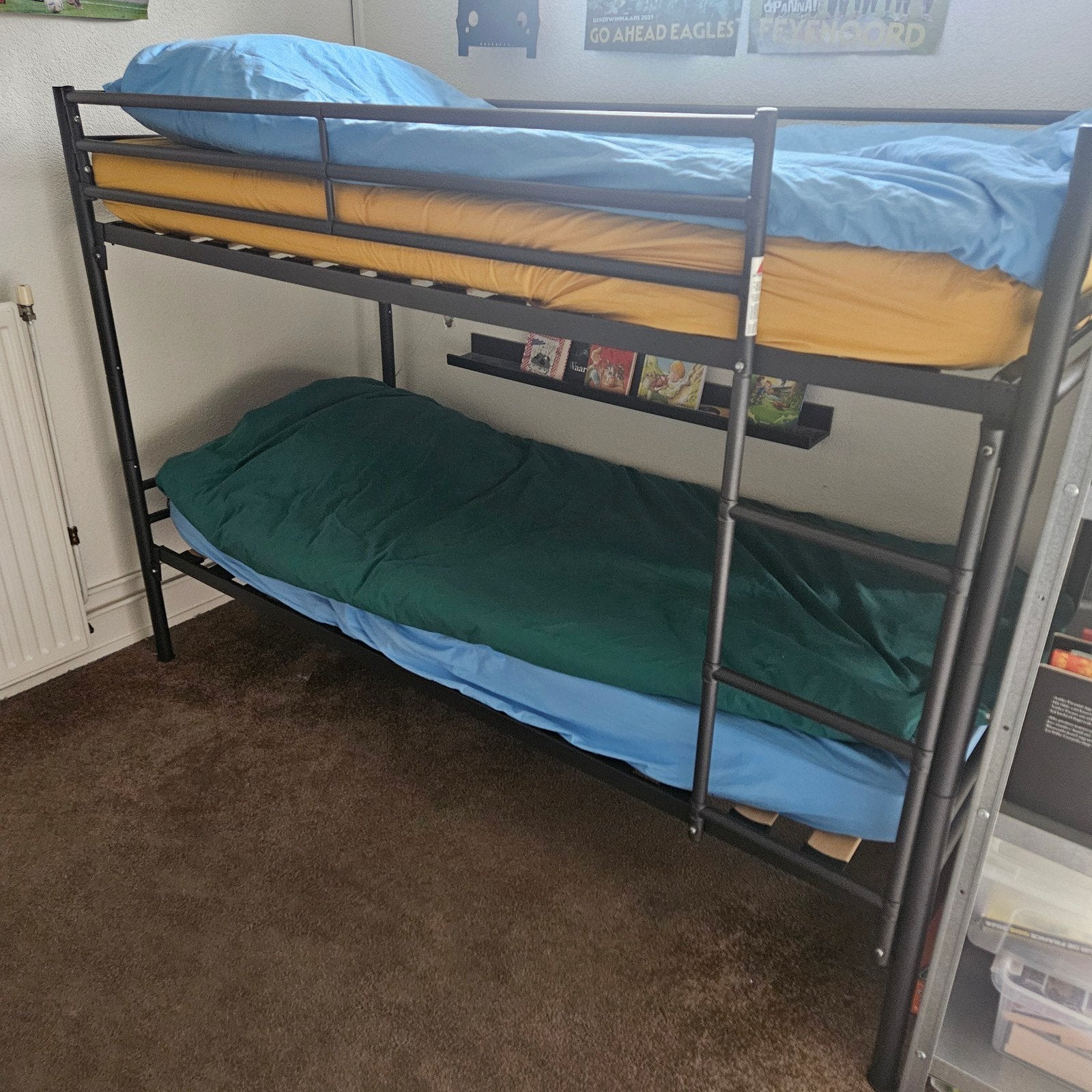 Stevig stapelbed met lattenbodems, Ophalen, 90 cm, Tweepersoons, Zo goed als nieuw
