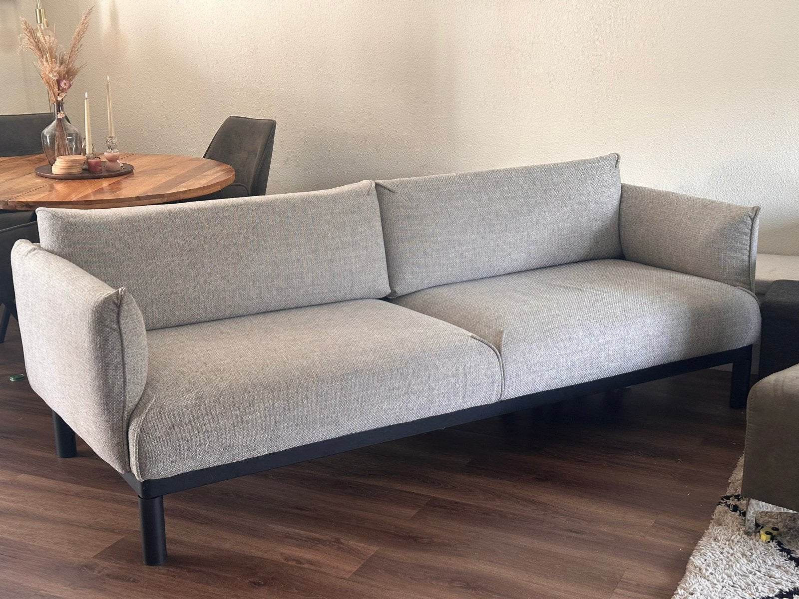 Comfortabele 2-zitsbank - Grijs - 230x90cm, Ophalen, Gebruikt, Tweepersoons, 75 tot 100 cm