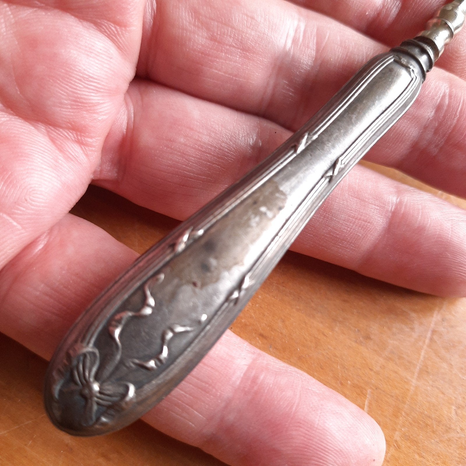 Antieke Nagelvijl met Handvat Buitenlands Zilver, Verzenden, Zilver