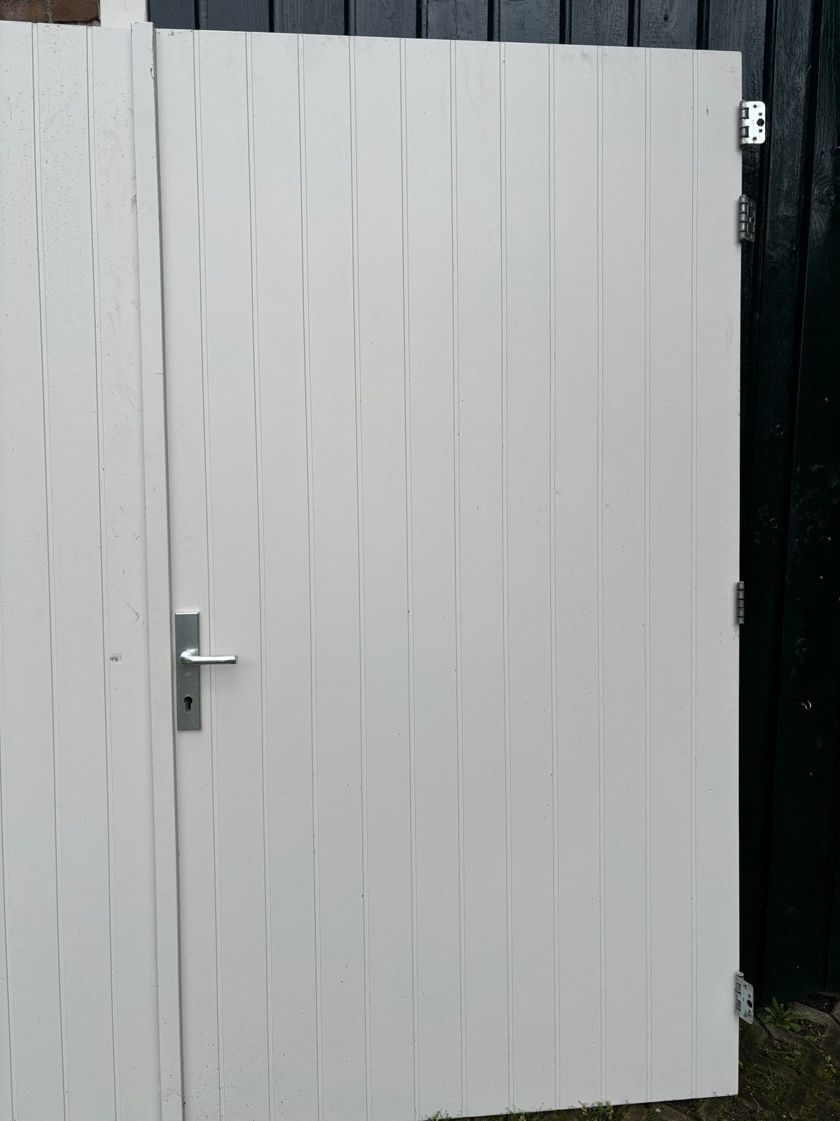 Witte garagedeuren met 3-puntsluiting en beslag, Ophalen, Gebruikt, Garagedeur, 120 cm of meer