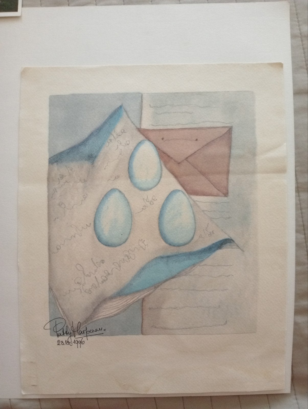Patty Harpeneau prent Brief met tranen 1996, Ophalen of Verzenden